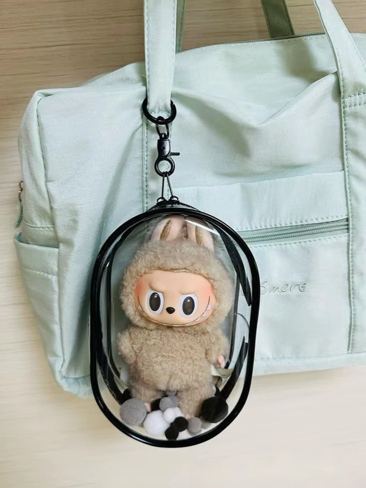 V1 V2 Labubu Protective Cover Cotton Doll Sitting Bag Transparent Doll 17Cm Dustproof Hanging Plush Doll Dust Drying Doll Bag