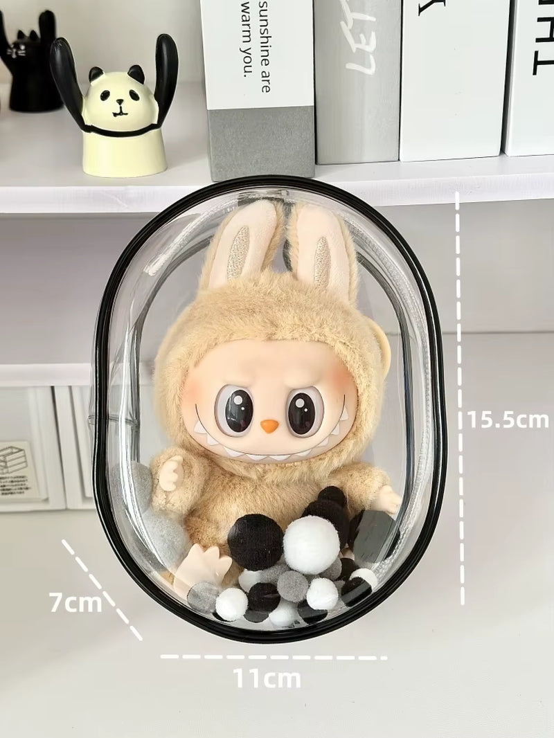 V1 V2 Labubu Protective Cover Cotton Doll Sitting Bag Transparent Doll 17Cm Dustproof Hanging Plush Doll Dust Drying Doll Bag