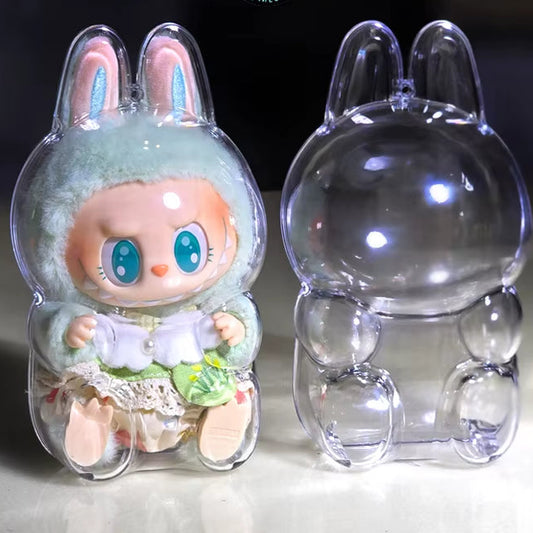 V1 V2 Labubu Protective Cover Cotton Doll Sitting Bag Transparent Doll 17Cm Dustproof Hanging Plush Doll Dust Drying Doll Bag
