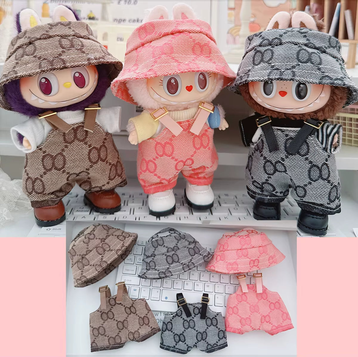 Labubu Clothes Suspenders Trousers Bib Pants Overalls for 15Cm 17Cm Labubu V1 V2 Doll Clothing Accessories